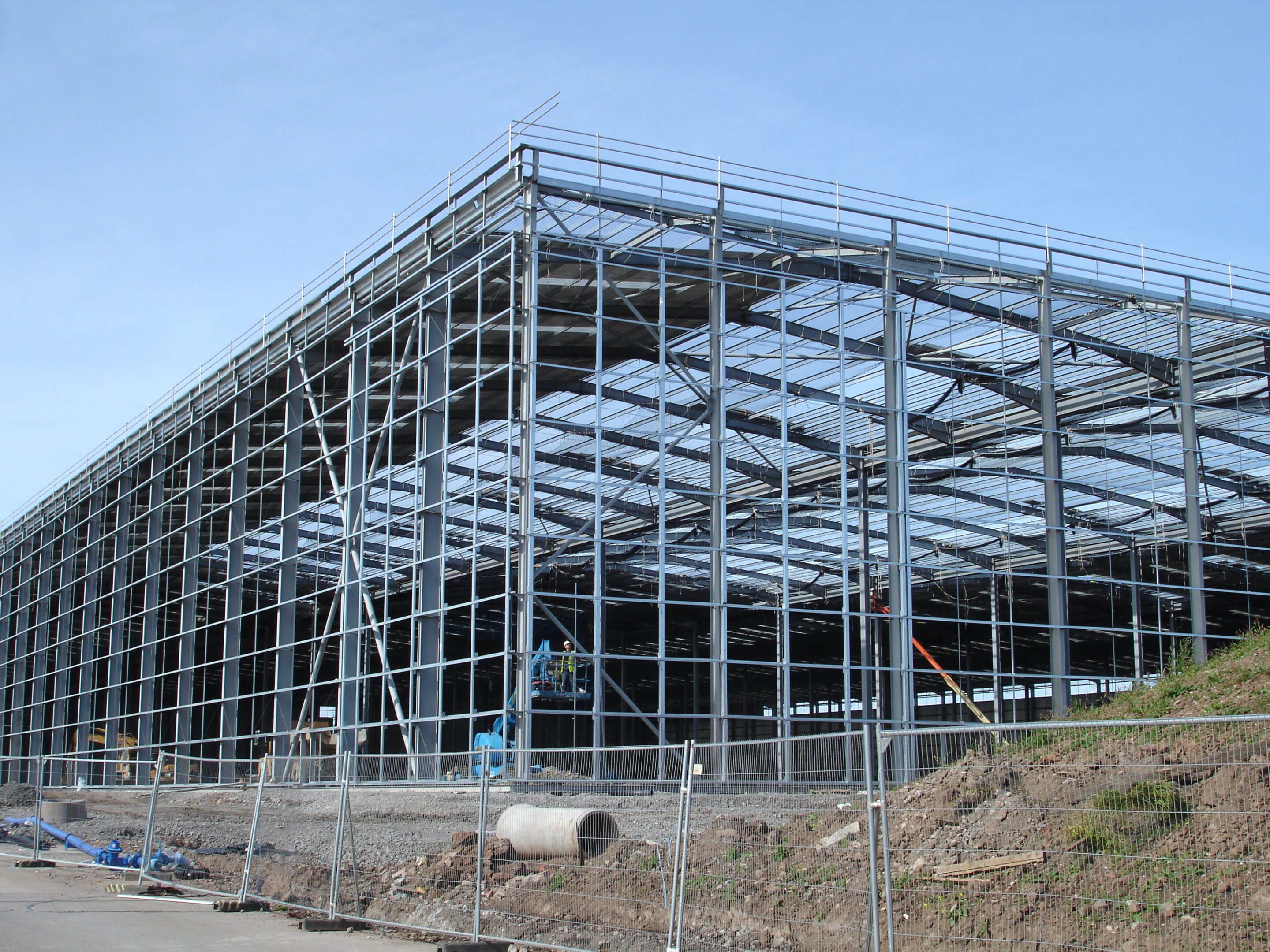 Large construction site with framework visible